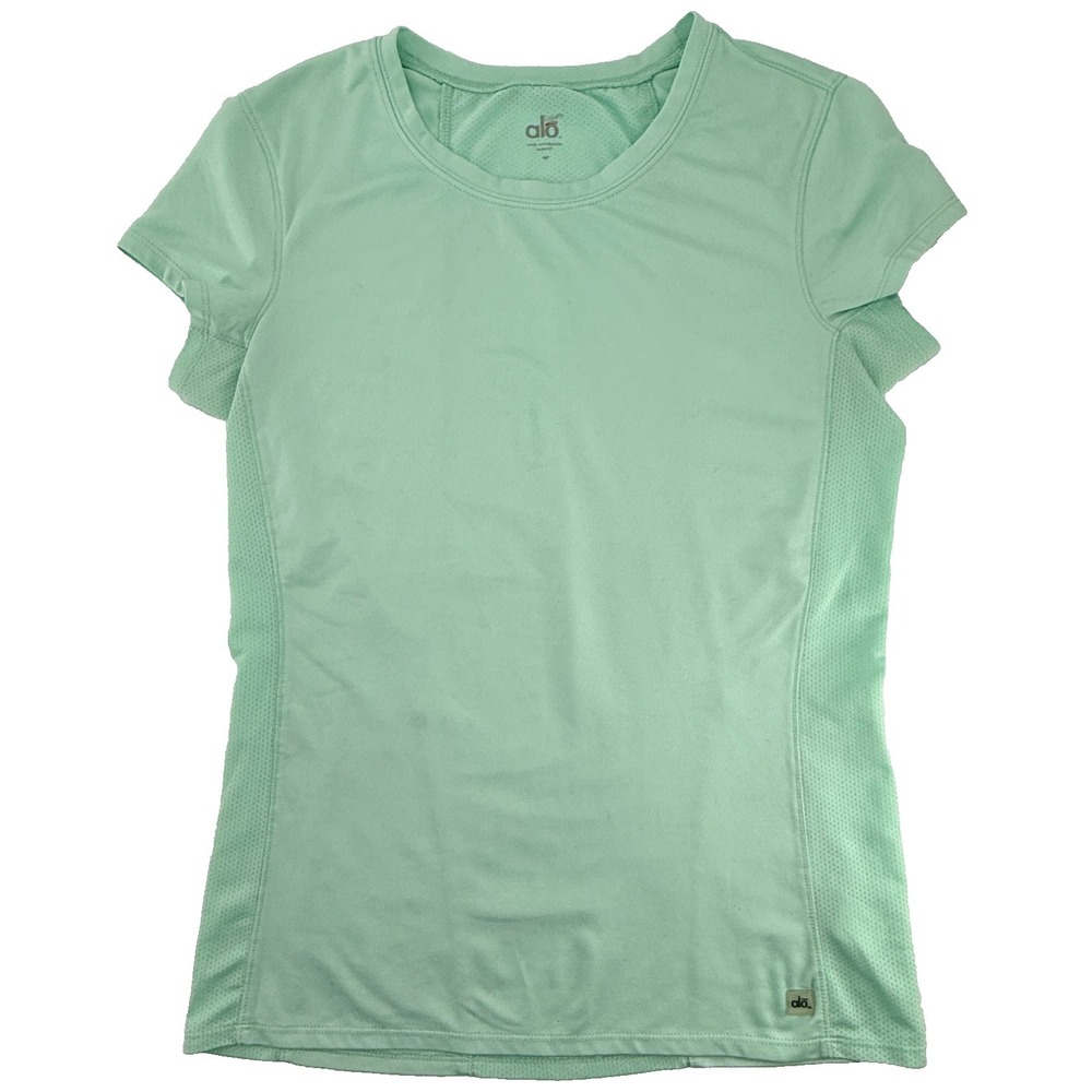 ALO Yoga Mint Short-Sleeve Mesh Side Athletic Tee